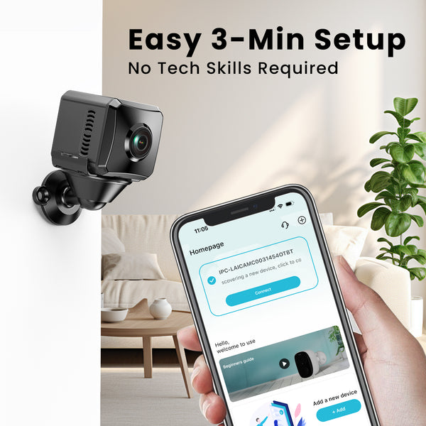 VIDCASTIVE V12 1080P HD Mini Wireless Camera Small WiFi Nanny Cam with Wide Angle View, AI Motion Human Detection, Night Vision, SD & Cloud Storage