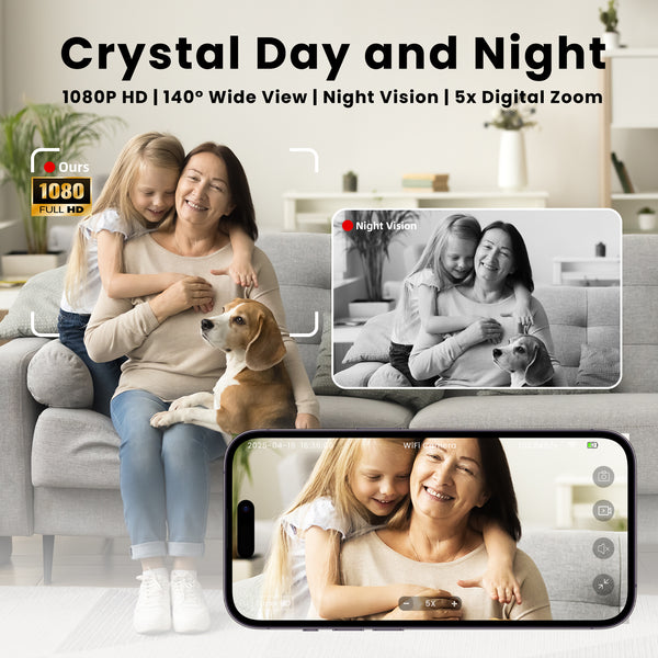 VIDCASTIVE V12 1080P HD Mini Wireless Camera Small WiFi Nanny Cam with Wide Angle View, AI Motion Human Detection, Night Vision, SD & Cloud Storage