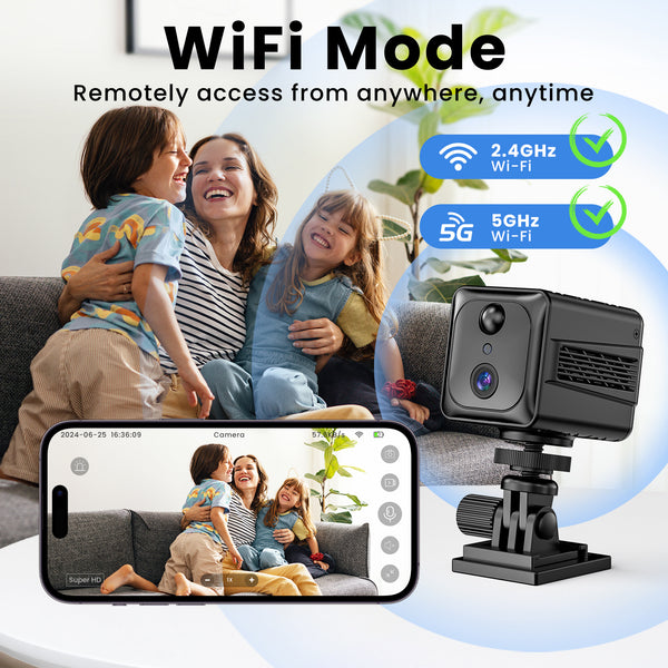 VIDCASTIVE S6 Mini Camera 2.4/5G Dual Band Wi-Fi | 4K Small Wireless Nanny Cam with 2-Way Audio, Night Vision, Motion Detection, and Free Cloud Storage | Portable Indoor Security Camera for Home and Car