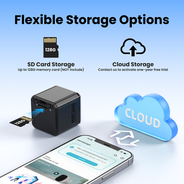 VIDCASTIVE V12 1080P HD Mini Wireless Camera Small WiFi Nanny Cam with Wide Angle View, AI Motion Human Detection, Night Vision, SD & Cloud Storage