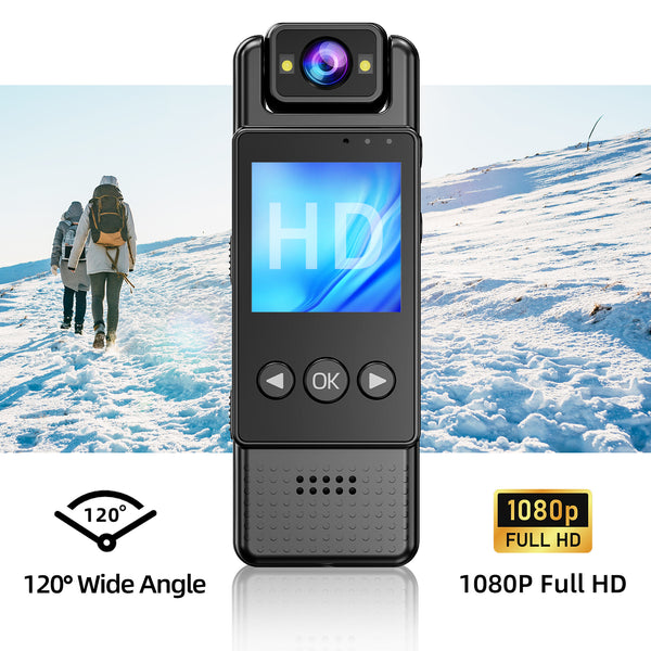 VIDCASTIVE L12 Mini Body Camera | Portable WiFi Body Worn Cam | 1080P HD Video Audio Recorder with 180° Rotatable Lens Night Vision 64GB Memory Card for Law Enforcement Work Daily Use