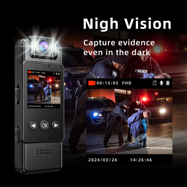 VIDCASTIVE L12 Mini Body Camera | Portable WiFi Body Worn Cam | 1080P HD Video Audio Recorder with 180° Rotatable Lens Night Vision 64GB Memory Card for Law Enforcement Work Daily Use