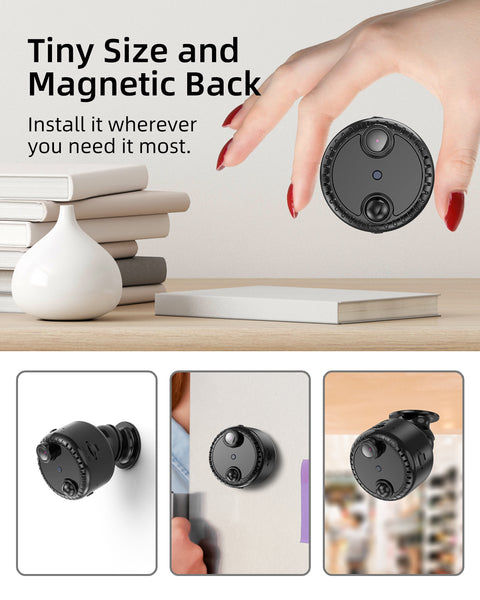 VIDCASTIVE R10 Magnetic Mini Wireless Camera | 4K WiFi Small Nanny Cam | Portable Indoor Video Security Cameras with Up to 100 Days Standby Battery Life, Motion Human Detection, and Night Vision