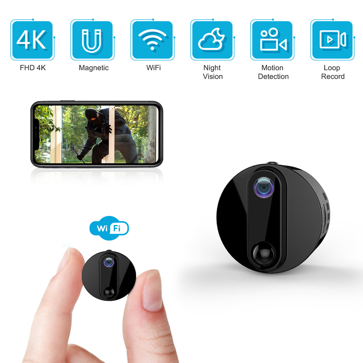 R6 FHD 1080P Low-Power WiFi Mini Spy Camera with Audio