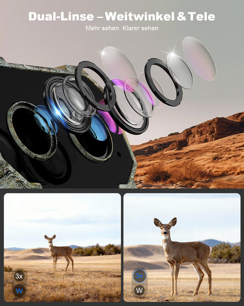 4G LTE Wildlife Camera with Mobile Phone Transmission App 2.5K Solar Wildlife Camera with eSIM , Night Vision, Motion Sensor, Wide Angle and Telephoto Lenses, 7800 mAh Battery, IP66