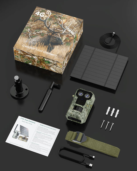 4G LTE Wildlife Camera with Mobile Phone Transmission App 2.5K Solar Wildlife Camera with eSIM , Night Vision, Motion Sensor, Wide Angle and Telephoto Lenses, 7800 mAh Battery, IP66