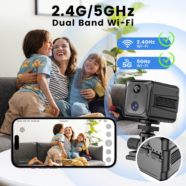 VIDCASTIVE S6 Mini Camera 2.4/5G Dual Band Wi-Fi | 4K Small Wireless Nanny Cam with 2-Way Audio, Night Vision, Motion Detection, and Free Cloud Storage | Portable Indoor Security Camera for Home and Car