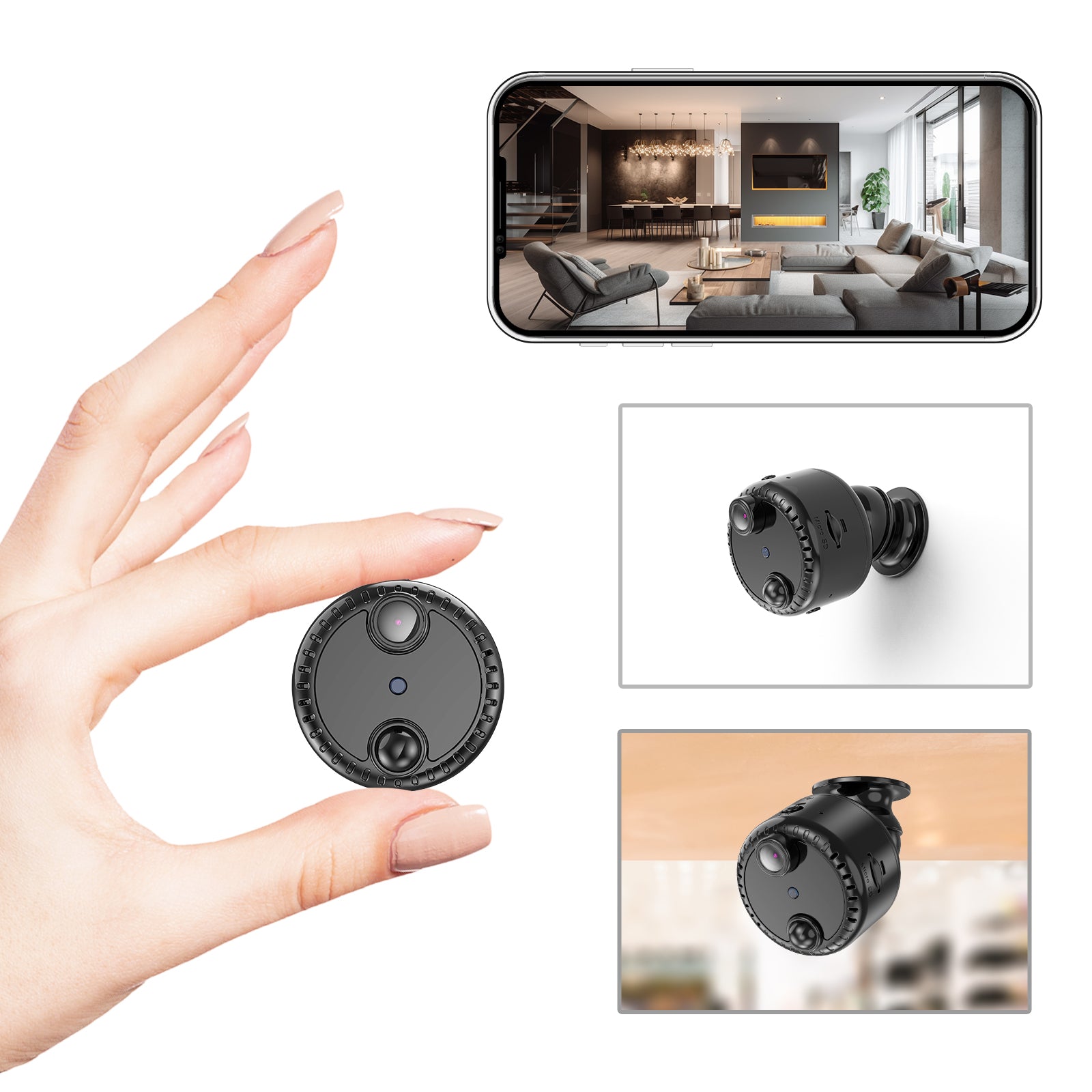 VIDCASTIVE R10 Mini Spy Hidden Camera 4K Wireless WiFi Small Nanny Cam Portable Indoor Secret Tiny Video Security Cameras Up to 100 Days Standby Battery Life Motion Human Detection Night Vision
