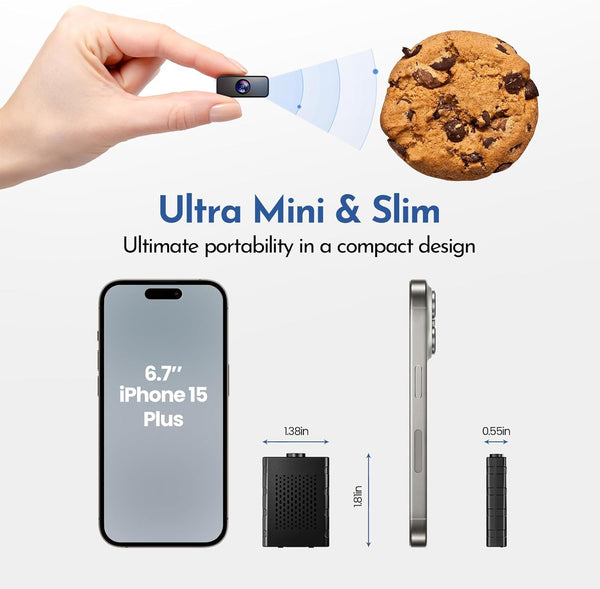 VIDCASTIVE L28 1080P WiFi MiMi Camera, Wireless Security Camera with Wide Viewing Angle, AI Motion Detection, Instant App Alerts, Night Vision, Remote Live View, Rechargeable Battery, Ultra-Slim Design