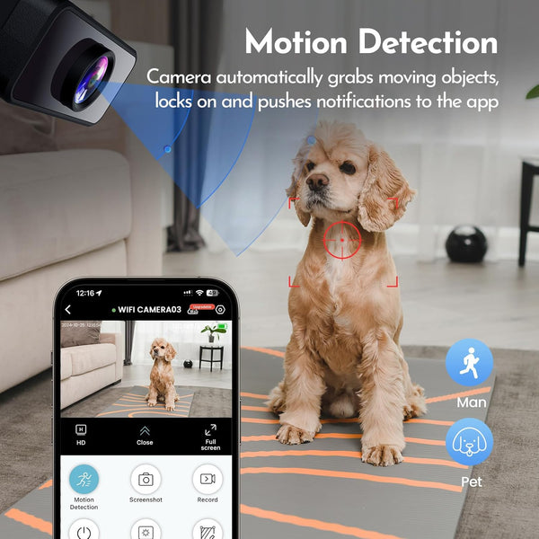 VIDCASTIVE L28 1080P WiFi MiMi Camera, Wireless Security Camera with Wide Viewing Angle, AI Motion Detection, Instant App Alerts, Night Vision, Remote Live View, Rechargeable Battery, Ultra-Slim Design
