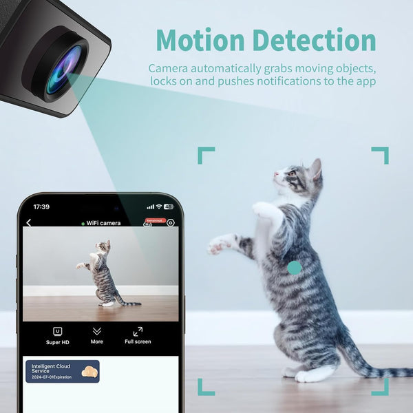 VIDCASTIVE L28 1080P WiFi MiMi Camera, Wireless Security Camera with Wide Viewing Angle, AI Motion Detection, Instant App Alerts, Night Vision, Remote Live View, Rechargeable Battery, Ultra-Slim Design