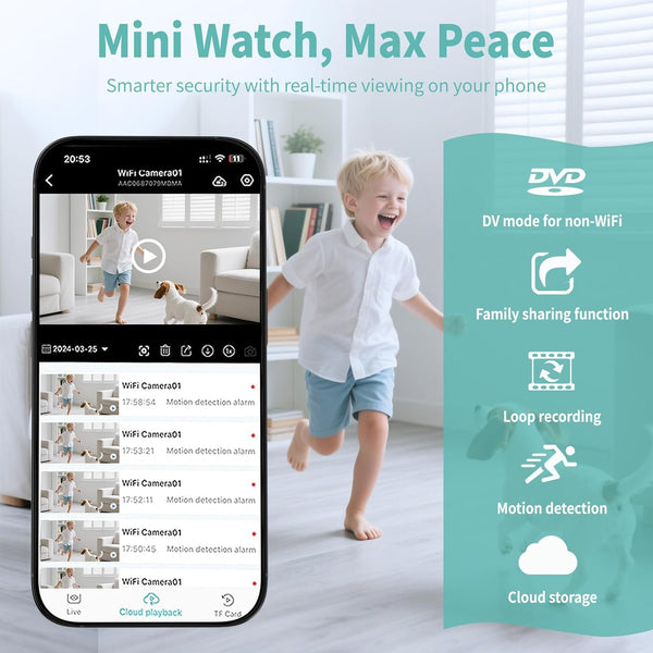 VIDCASTIVE L28 1080P WiFi MiMi Camera, Wireless Security Camera with Wide Viewing Angle, AI Motion Detection, Instant App Alerts, Night Vision, Remote Live View, Rechargeable Battery, Ultra-Slim Design