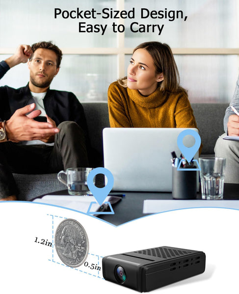 VIDCASTIVE 4K WiFi Mini Camera with 180° Rotatable Lens, Magnetic Wireless Security Camera, AI Motion Detection, Instant App Alerts, Night Vision, Remote Live View, Cloud & 256GB SD Storage
