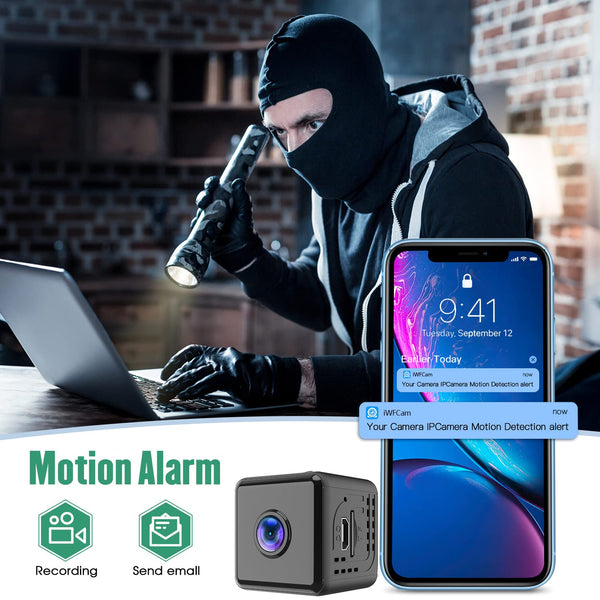 W10 720P Mini Wireless Camera WiFi Nanny Cam with Smart Motion Detection, Night Vision, and Portable Design for Home Security